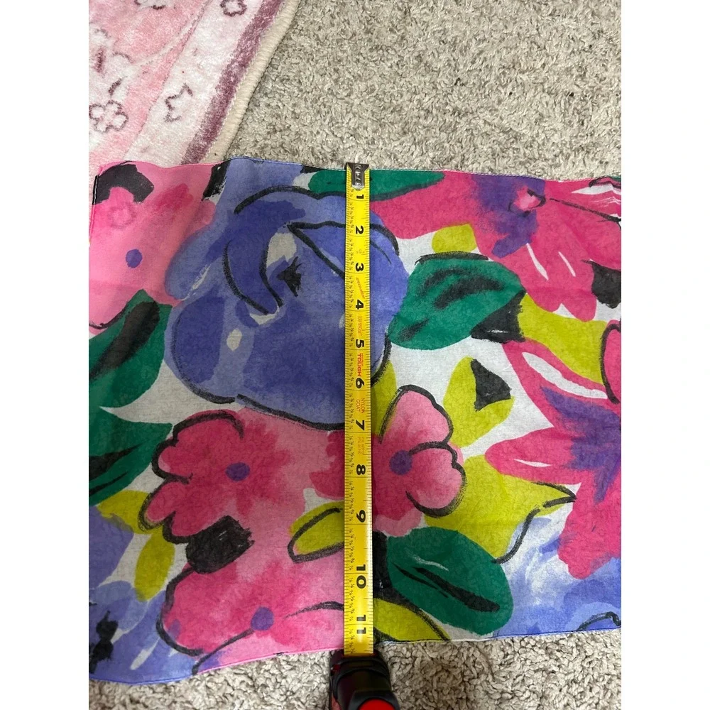 Vibrant Floral‎ Print Lightweight Sheer Scarf Multicolor Elegant Retro Spring